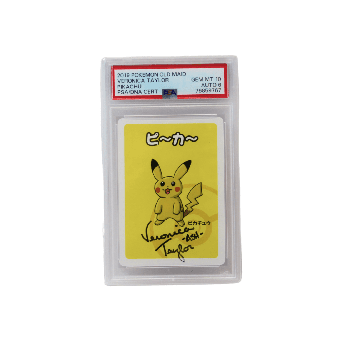 PSA 10 Pikachu Old Maid Signed by Ash's Voice